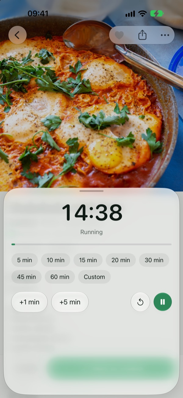 A Koste recipe with its cooking timer running